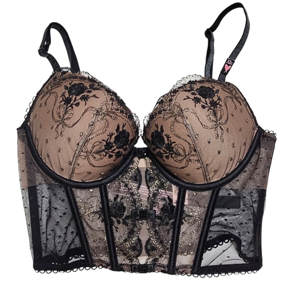 Victoria's Secret Other - NWT Victoria's Secret Black Lace Very Sexy Push Up Bustier Corset Bra Size 32 C